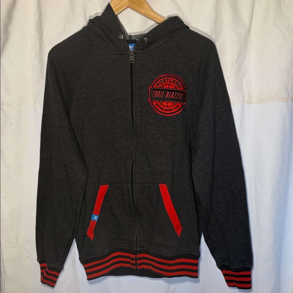 Adidas Gray and Red Portland Trail Blazers Jacket